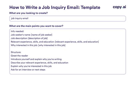 Email Template For Job Inquiry