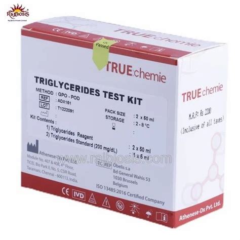 Truechemie Triglycerides Test Kit 2x50 ml at Rs 1320/kg | Triglyceride in Jaipur | ID: 2852563478448