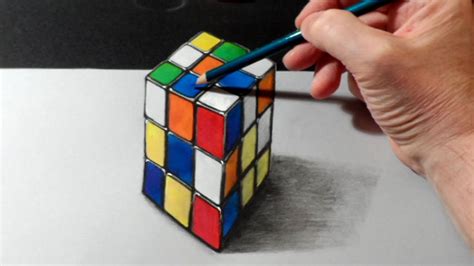 Drawing Rubik's Cube - 3D Trick Art Illusion - YouTube