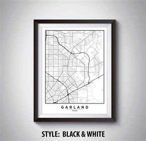 Map of Garland TX Garland Map Garland Poster Office | Etsy