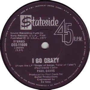 Paul Davis - I Go Crazy (1977, Vinyl) | Discogs