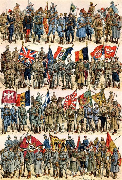 French poster showing armies of WW1 (uniforms and flags) [980 x 1436] : r/TheGreatWarChannel