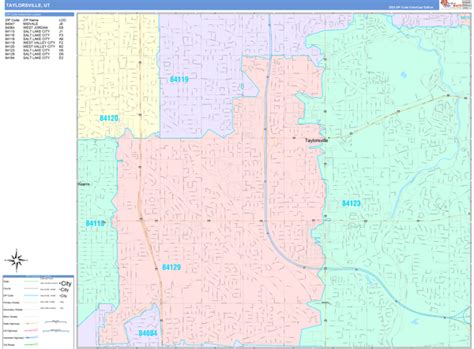 Taylorsville Utah Wall Map (Color Cast Style) by MarketMAPS - MapSales