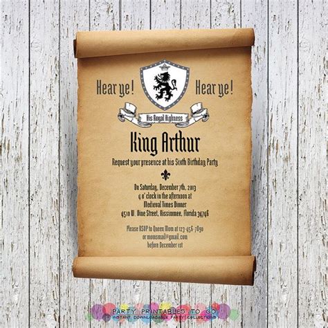 Medieval Knights Scroll Invitation With FREE Thank You Card - Etsy UK ...