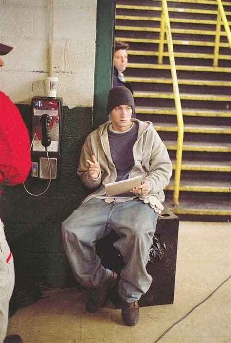 Eminem writing "Lose Yourself" on the set of 8 Mile Eminem Style ...