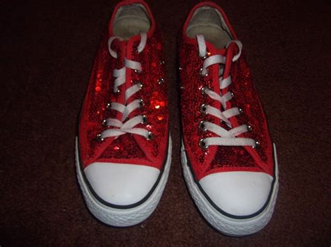Women's Red & Sequins Converse All Star sneakers, - USED, SIZE 7.5 ...