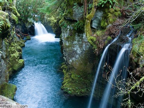 Two pretty waterfalls along the North Umpqua River, on the half-mile trail to Toketee Falls ...