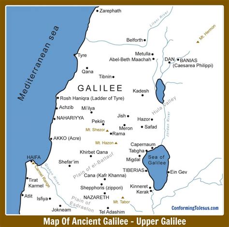 Map of Galilee in Jesus time - Map of Galilee in the time of Jesus (Israel)