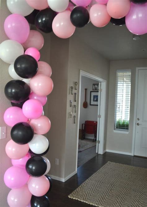 DIY Balloon Arch without Helium, Pink, Black, and White Balloon arch ...