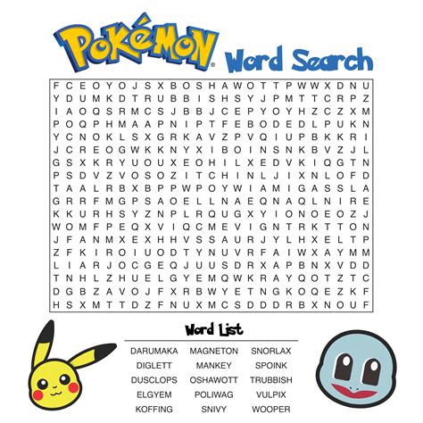 Pokemon Word Search Printable | Pokemon word search, Pokemon, Word ...