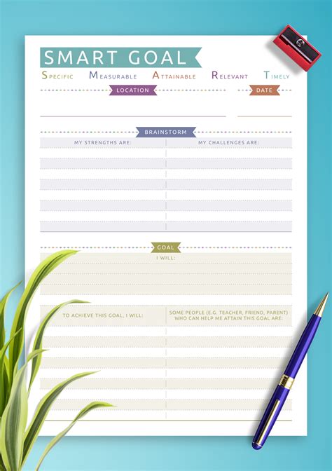 Download Printable SMART Goal Template - Casual Style PDF