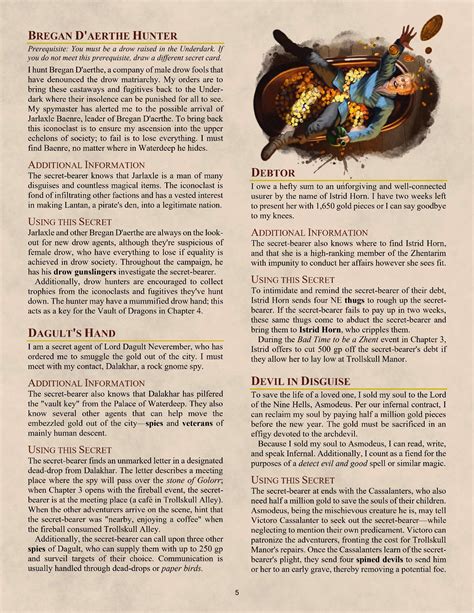 Character Secrets - Waterdeep: Dragon Heist - Dungeon Masters Guild ...