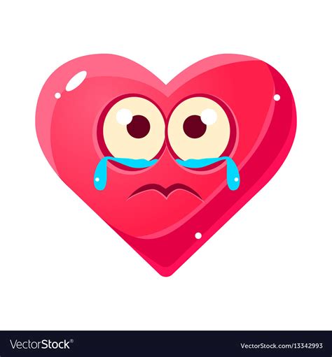 Crying upset emoji pink heart emotional facial Vector Image