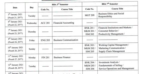 Bachelor Exam Schedule 2020 ~ Hamrogyan