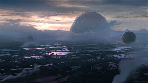 Alien landscape, Daniel Veres on ArtStation at https://www.artstation.com/artwork/1YeoL ...