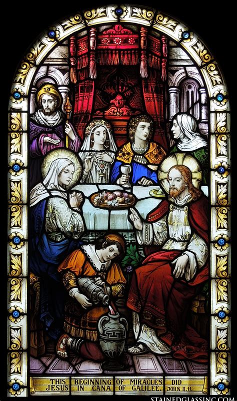 "The Miracle of Water into Wine" Religious Stained Glass Window