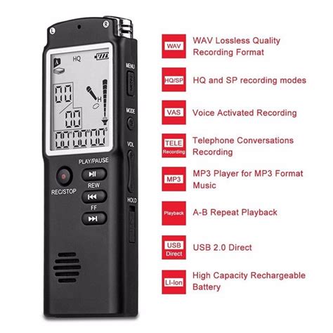 8G 16G Portable Professional Digital Voice Recorder USB 2.0 LCD Display ...