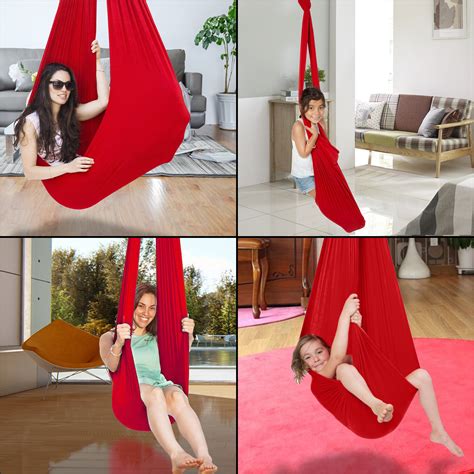 VEVOR Red Sensory Swing Chair Hanging Seat Adjustable Aerial Flying Yoga Hammock Sensory Hammock ...