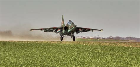 Su25 Frogfoot Attack Aircraft Close Up in the Sky with Clouds Editorial ...