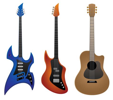 Electric Rock Guitar, Bass Guitar and Acoustic Guitar Vector Illustration 492132 Vector Art at ...