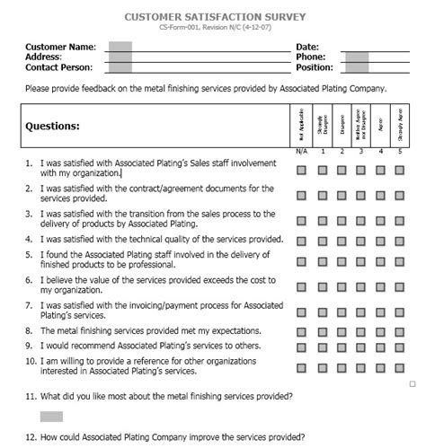 Customer Satisfaction Feedback Form Sample | Master of Template Document