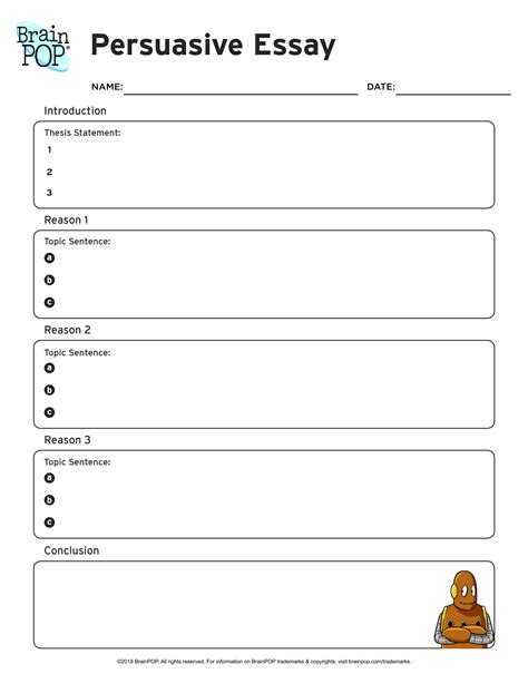 Persuasive Essay Graphic Organizer | BrainPOP Educators