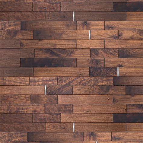 Metropolitan Subway Tile Wood Wall with Metal Accents | Wood panel walls, Wood tile, Wood