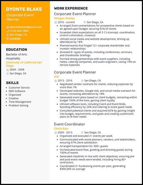 5 Event Planner Resume Examples For 2022 - Tendig