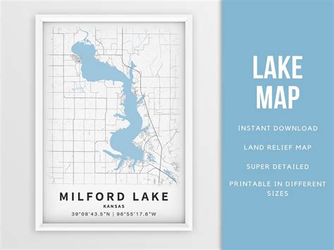 Printable Map of Milford Lake Kansas United States Instant - Etsy