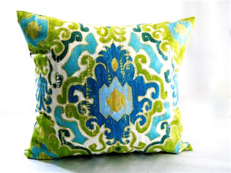 Medallion Green Blue Pillow Covers Swavelle Toroli Twill Aqua - Etsy