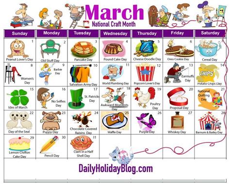 Holiday Calendar, Wacky Holidays, Special Day Calendar throughout ...