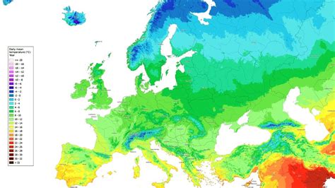 Europe average daily mean temperature - YouTube