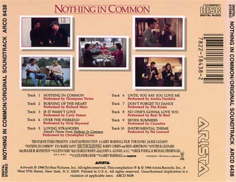 Nothing in Common Soundtrack (1986) - CD Sniper Reference Collection of Rare Movie Soundtracks