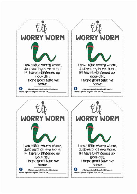 Elf Worry Worm Poem Tags (PDF Printable) - Start Crochet