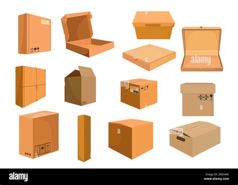 Cardboard boxes set Stock Vector Image & Art - Alamy