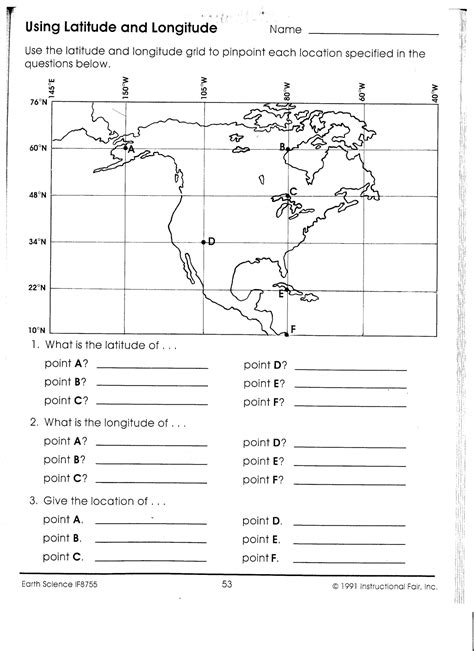 latitude and longitude worksheets | Using Latitude and Longitude Name ...