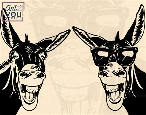 Funny Donkey With Sunglasses SVG PNG DXF Download, Farm Animal Clipart – Art4youSpace