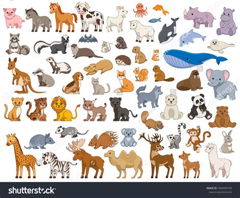 Serie ilustrada de varios animales terrestres: vector de stock (libre ...