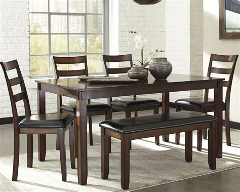 Coviar Dining Table and Chairs with Bench (Set of 6) | Furniture Galaxy