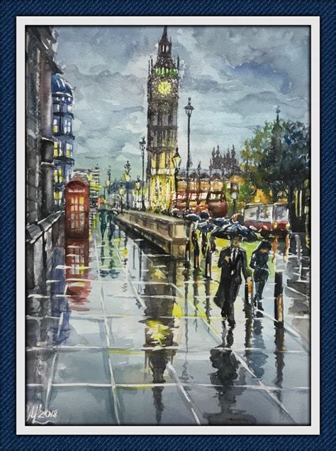 London painting Original watercolor painting London skyline | Etsy ...