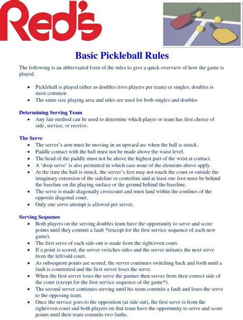 Pickleball Rules Printable