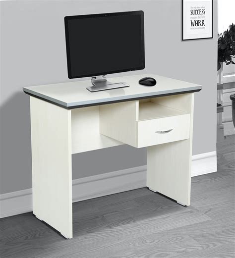 Buy Zircon Office Table with Single Drawer in Wenge & White Colour by ...