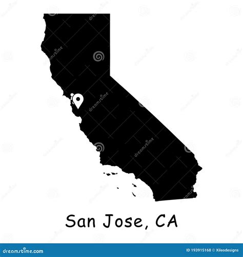 San Jose on California State Map. Detailed CA State Map with Location ...