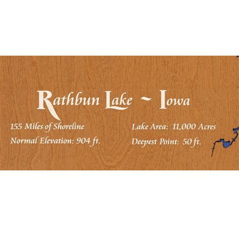 Rathbun Lake, Iowa Stained Wood and Distressed White Frame Lake Map Si ...