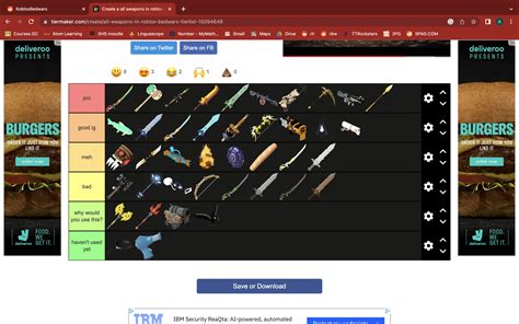 My tier list of bedwars weapons, tell me if u like or dislike! : r ...