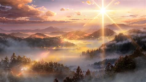 Foggy mountain with sunrise HD wallpaper | Wallpaper Flare