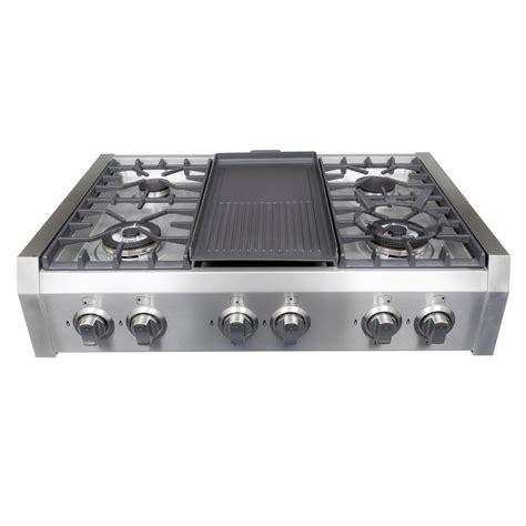 Cosmo 36 in. Gas Cooktop in Stainless Steel with Griddle and 6 Burners-S9-6 - The Home Depot