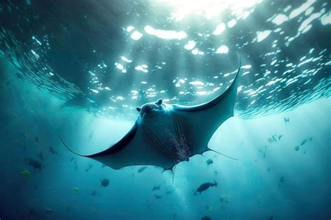 Premium Photo | Large manta ray diving to bottom of ocean