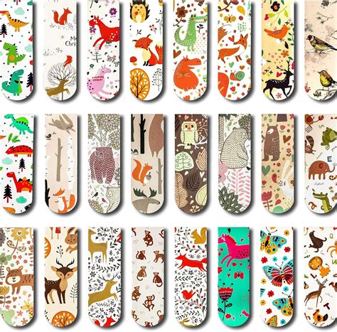 Amazon.com : 24 PCS Animal Magnetic Bookmarks Cartoon Animal Magnet ...