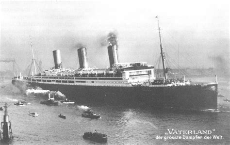 SS Vaterland "the largest steamer in the world" c. 1914. Vaterland had made only a few trips ...